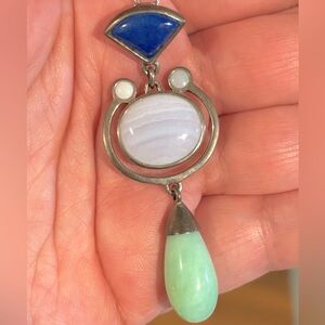 Official Whitney Kelly Sterling Silver 925 Lapis Lazuli Agate Jade Opal Pendant